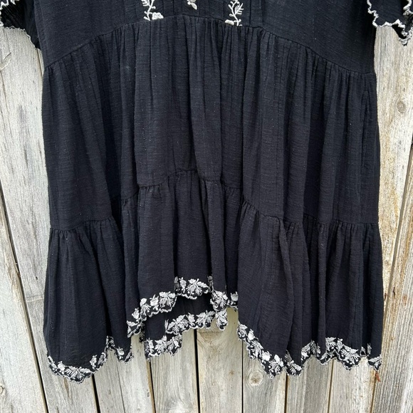 Free People Santiago Floral Embroidered Dress Black White XS - Picture 8 of 15